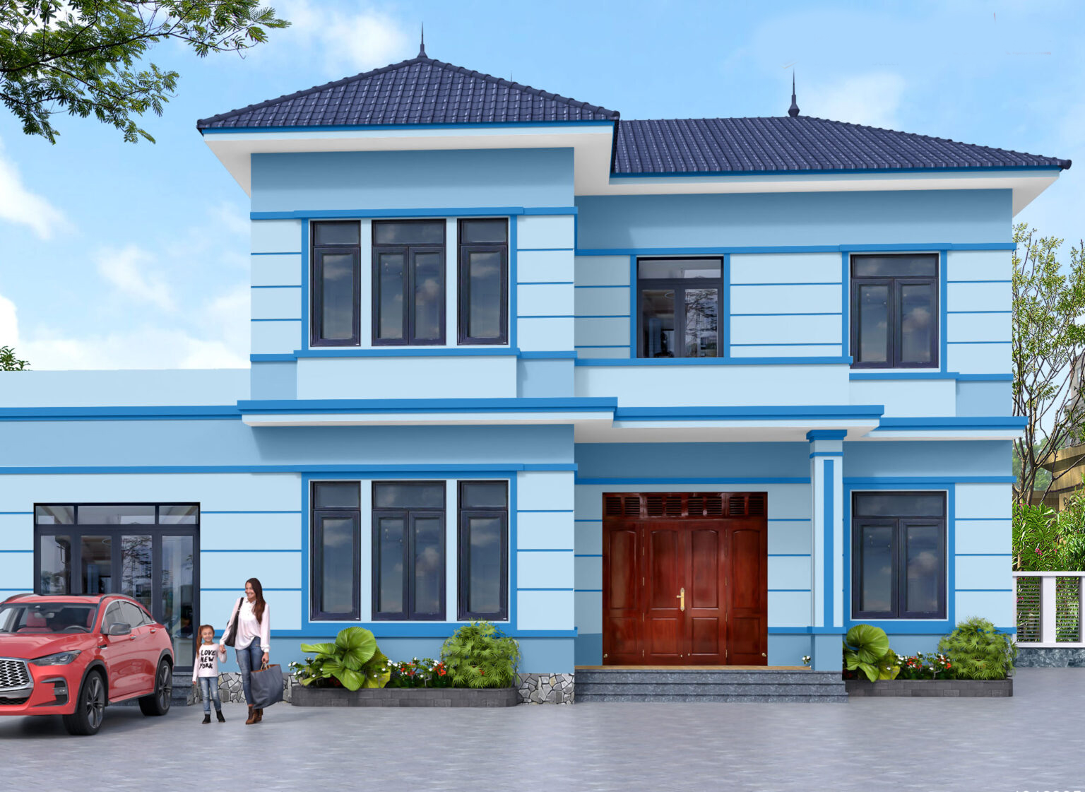 Màu sơn ngoại thất tương hợp với người mệnh thủy