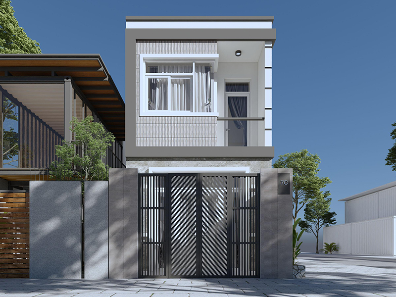 Sơn ngoại thất màu xám đậm hiện đại